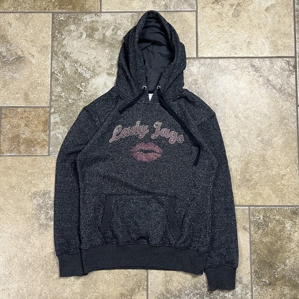 Jacksonville Jaguars Hoodie Sweatshirt Women S NFL Gray Pink Rhinestone Bedazzle